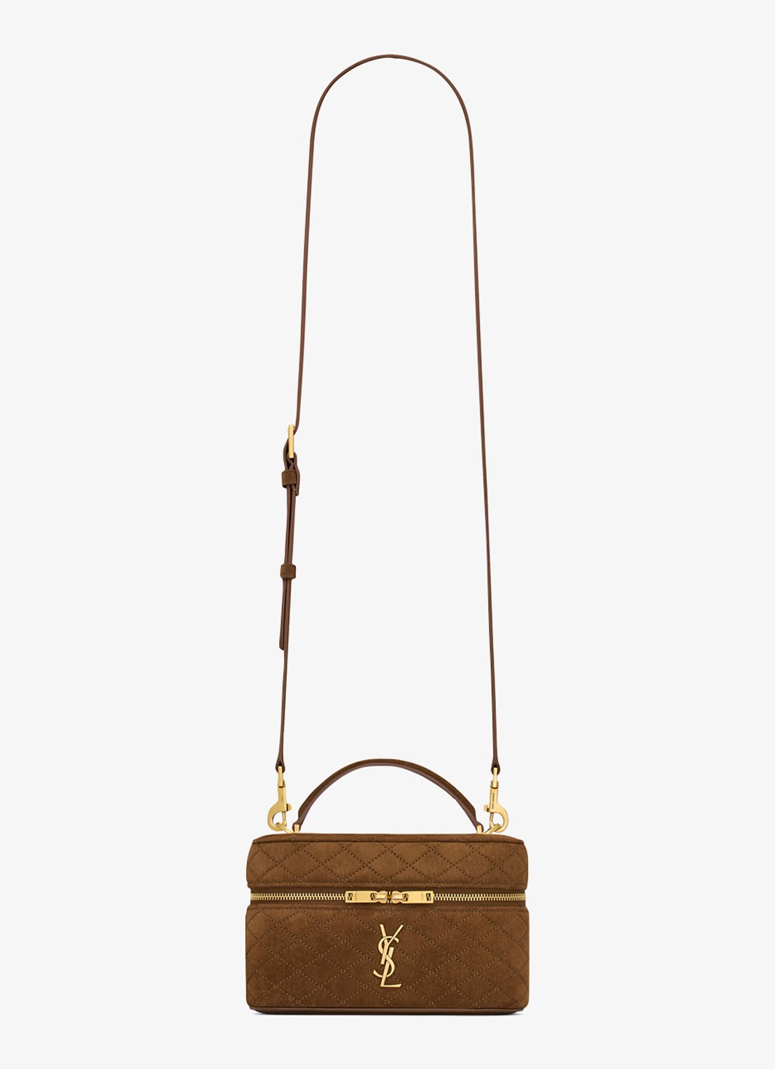 Saint Laurent Gaby Vanity handtas van kalfssuède - voorkant bruin