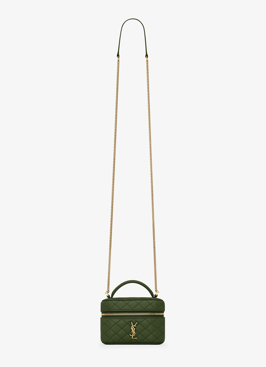 Saint Laurent Gaby Vanity Micro handtas van lamsleer - voorkant 6 groen