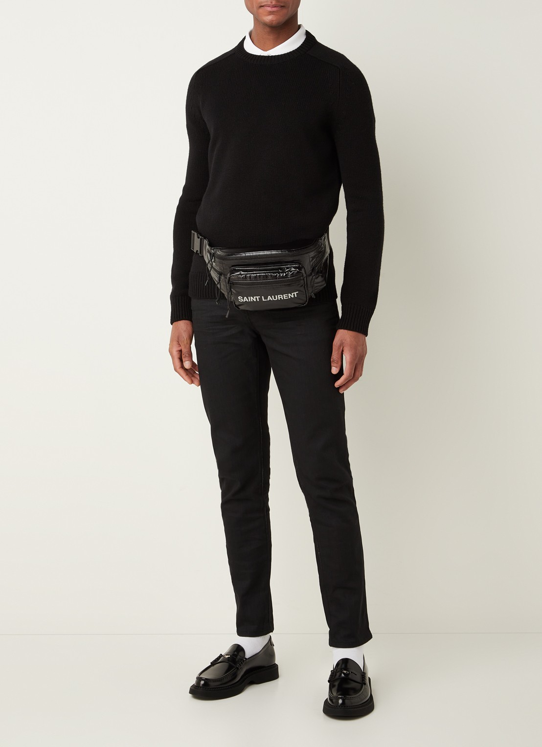 Saint Laurent Grofgebreide pullover van kasjmier - voorkant 3 zwart