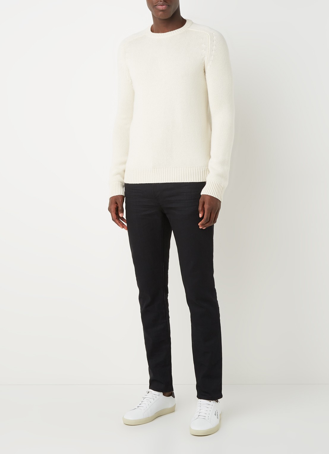 Saint Laurent Grofgebreide pullover van kasjmier - voorkant 2 gebroken wit
