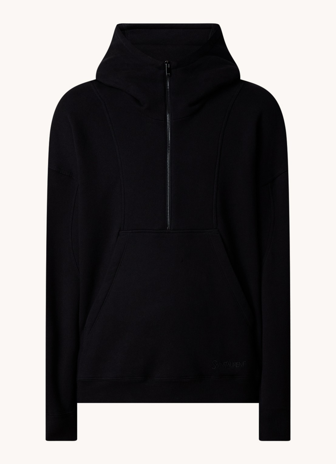Saint Laurent Hoodie met halve rits en logo - voorkant 5 zwart