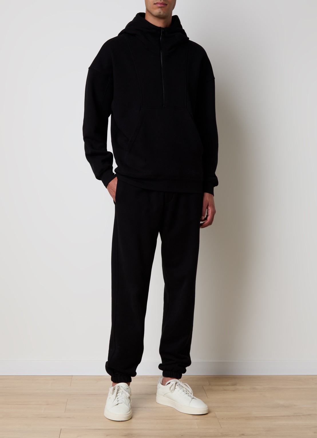 Saint Laurent Hoodie met halve rits en logo - voorkant 6 zwart