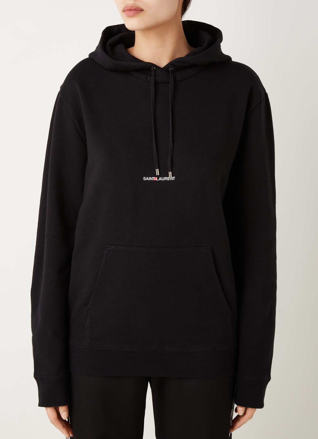 Saint Laurent Hoodie met logo - detail zwart