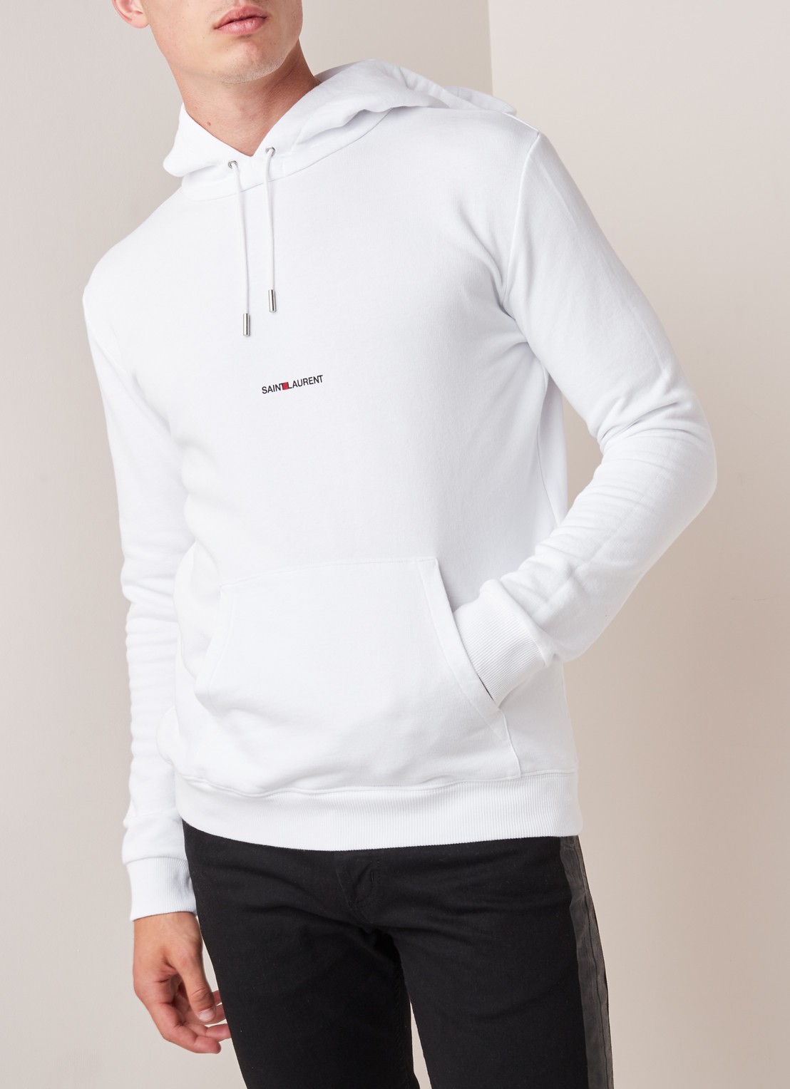 Saint Laurent Hoodie met logoprint - detail 3 wit