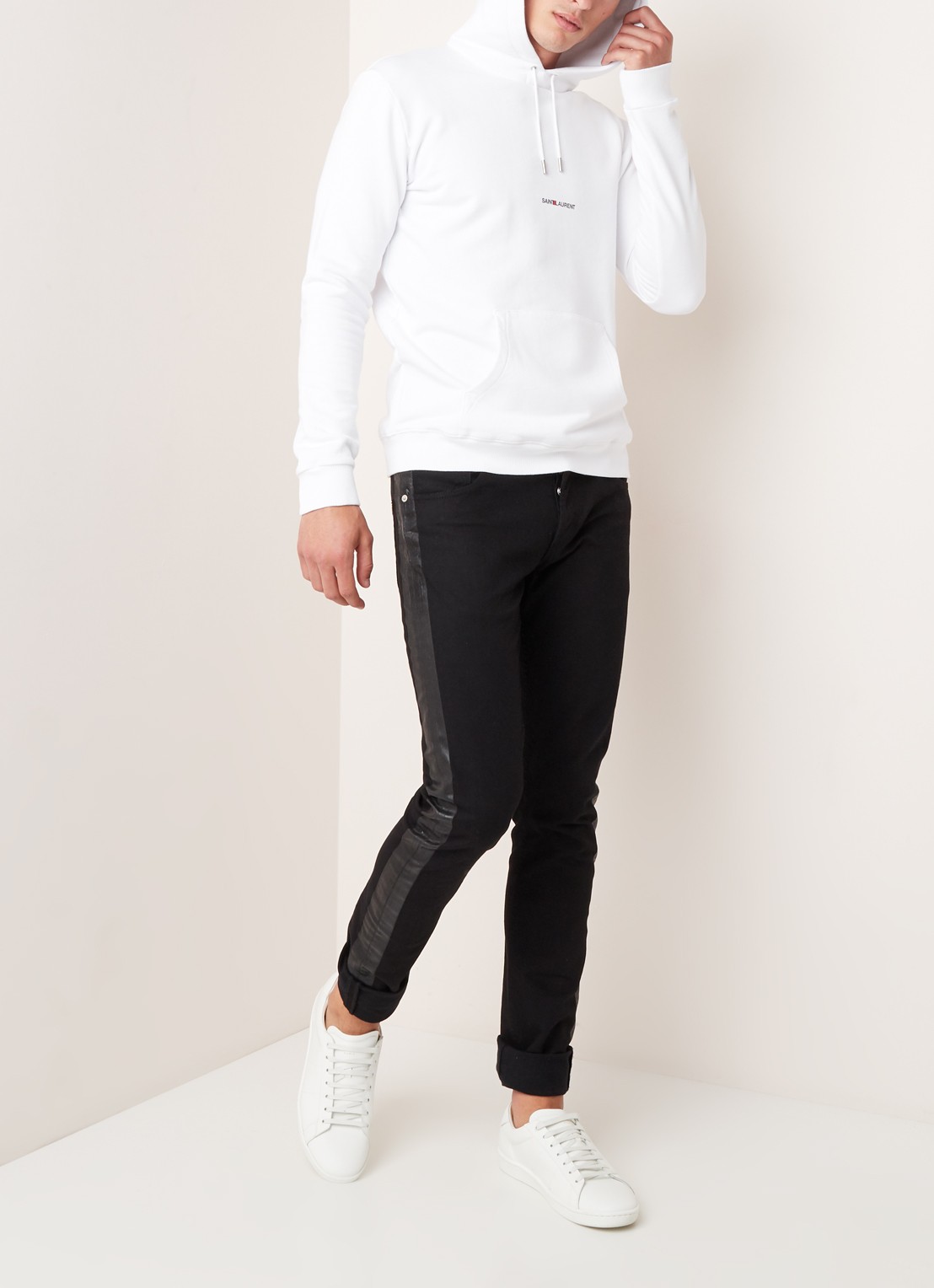 Saint Laurent Hoodie met logoprint - voorkant 2 wit