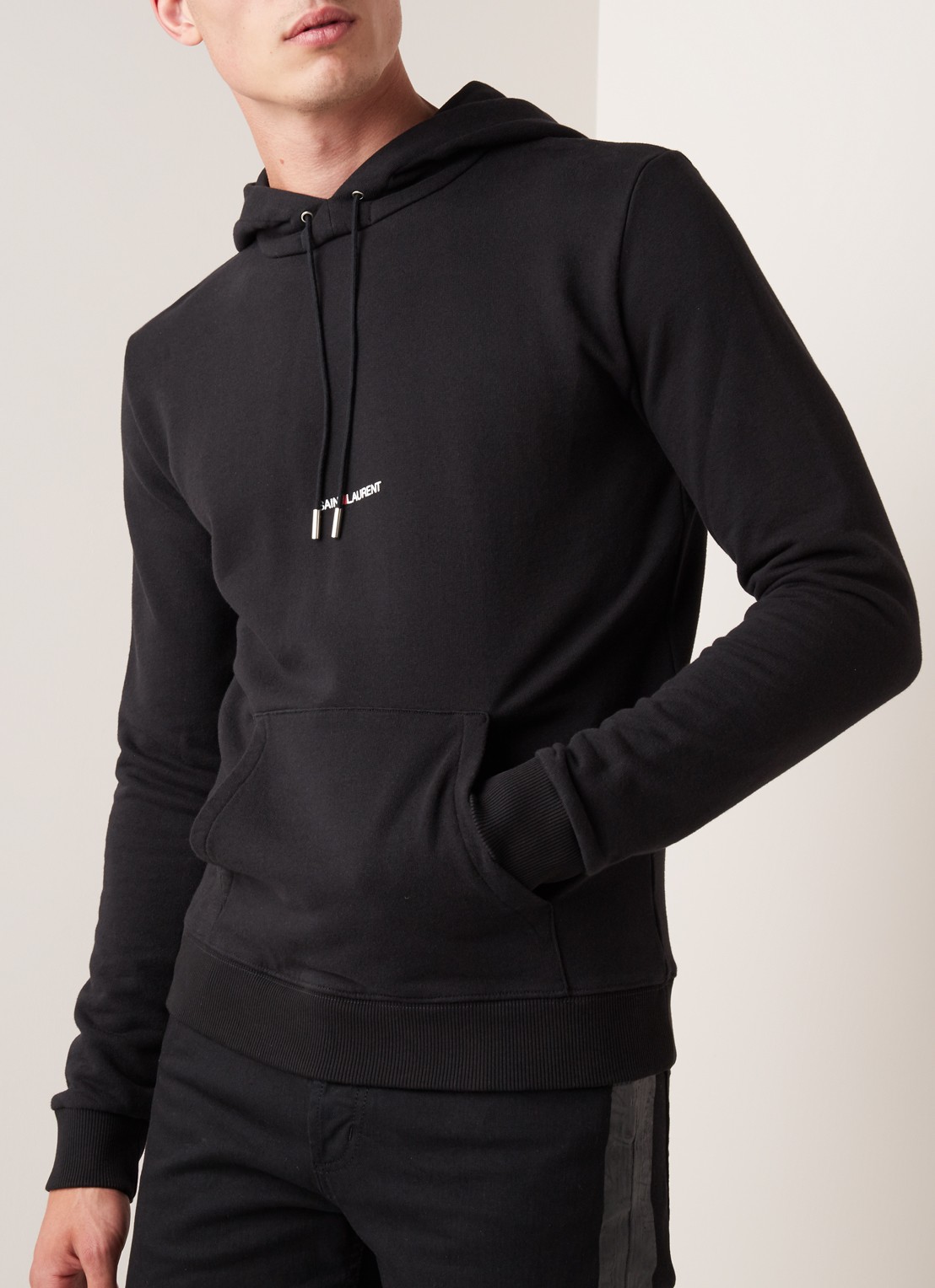 Saint Laurent Hoodie met logoprint - detail 2 zwart