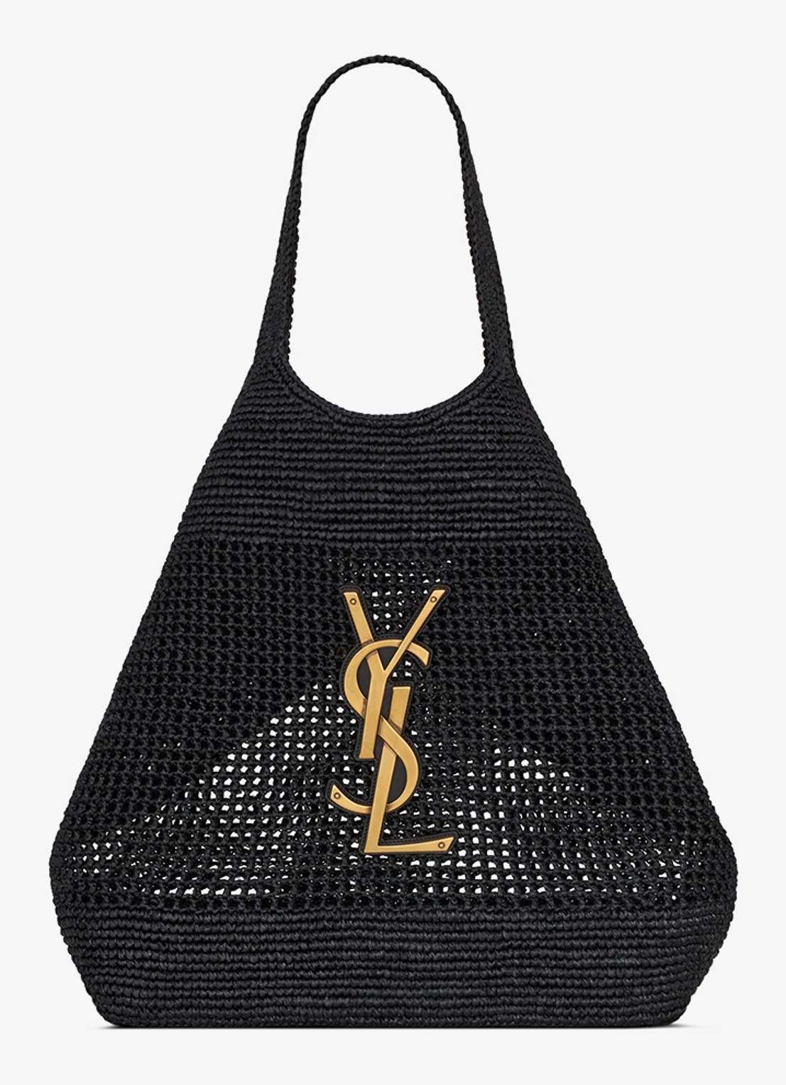 Saint Laurent Icare Maxi shopper van raffia - voorkant 3 zwart