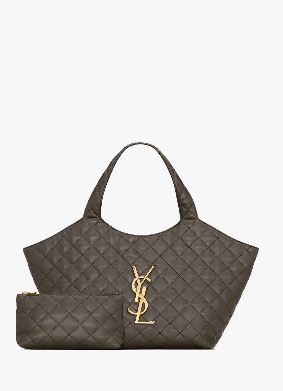 Saint Laurent Icare Medium shopper van lamsleer - detail 3 bronsgroen
