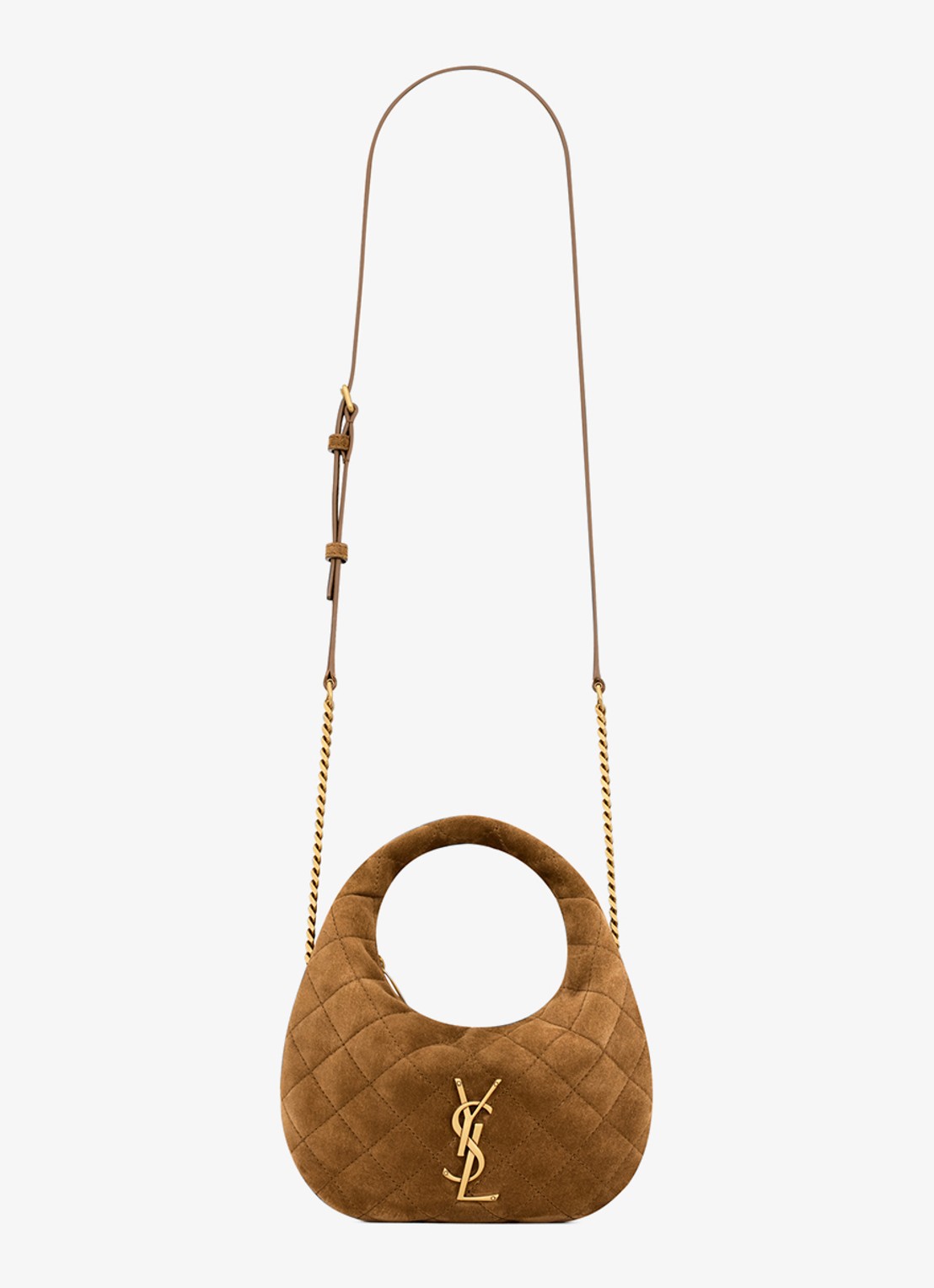 Saint Laurent Icarino Mini handtas van kalfssuède - voorkant bruin