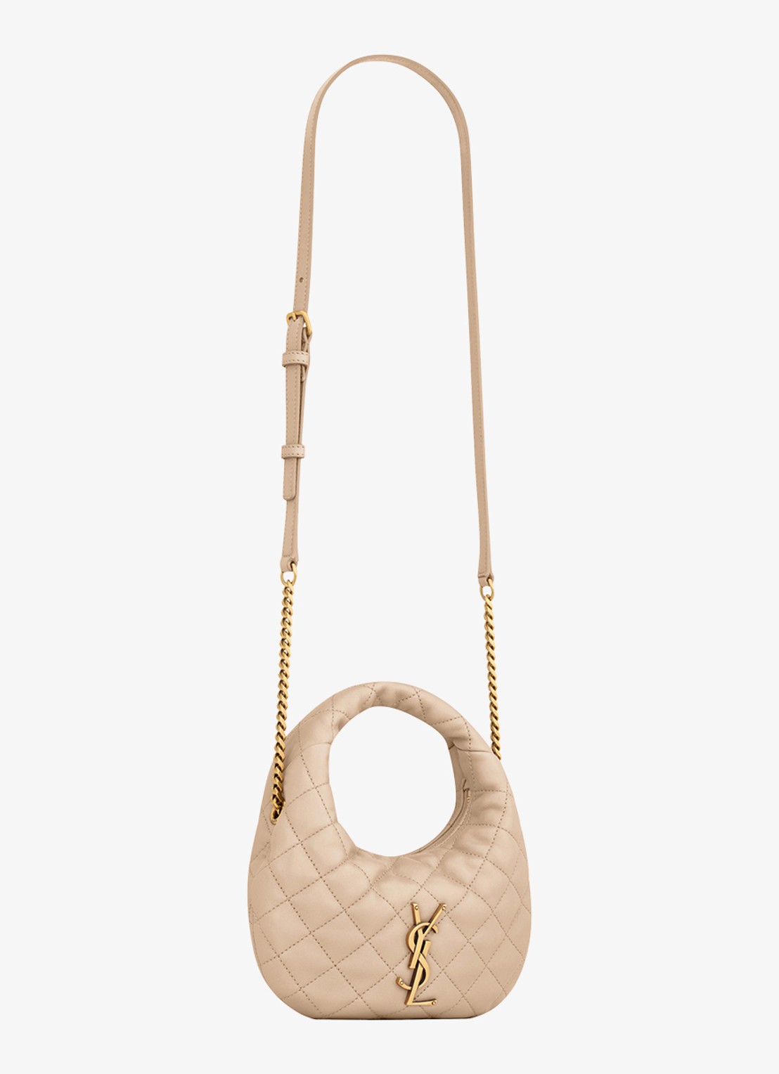 Saint Laurent Icarino Mini handtas van lamsleer - detail beige