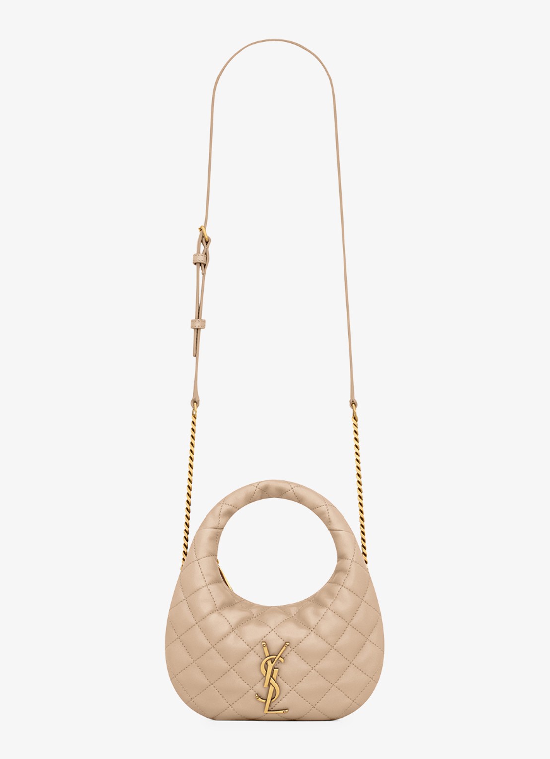Saint Laurent Icarino Mini handtas van lamsleer - voorkant 4 beige