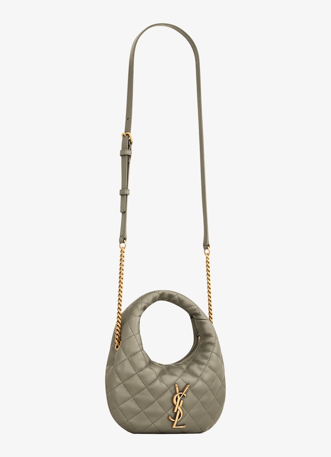 Saint Laurent Icarino Mini handtas van lamsleer - detail 2 olijfgroen