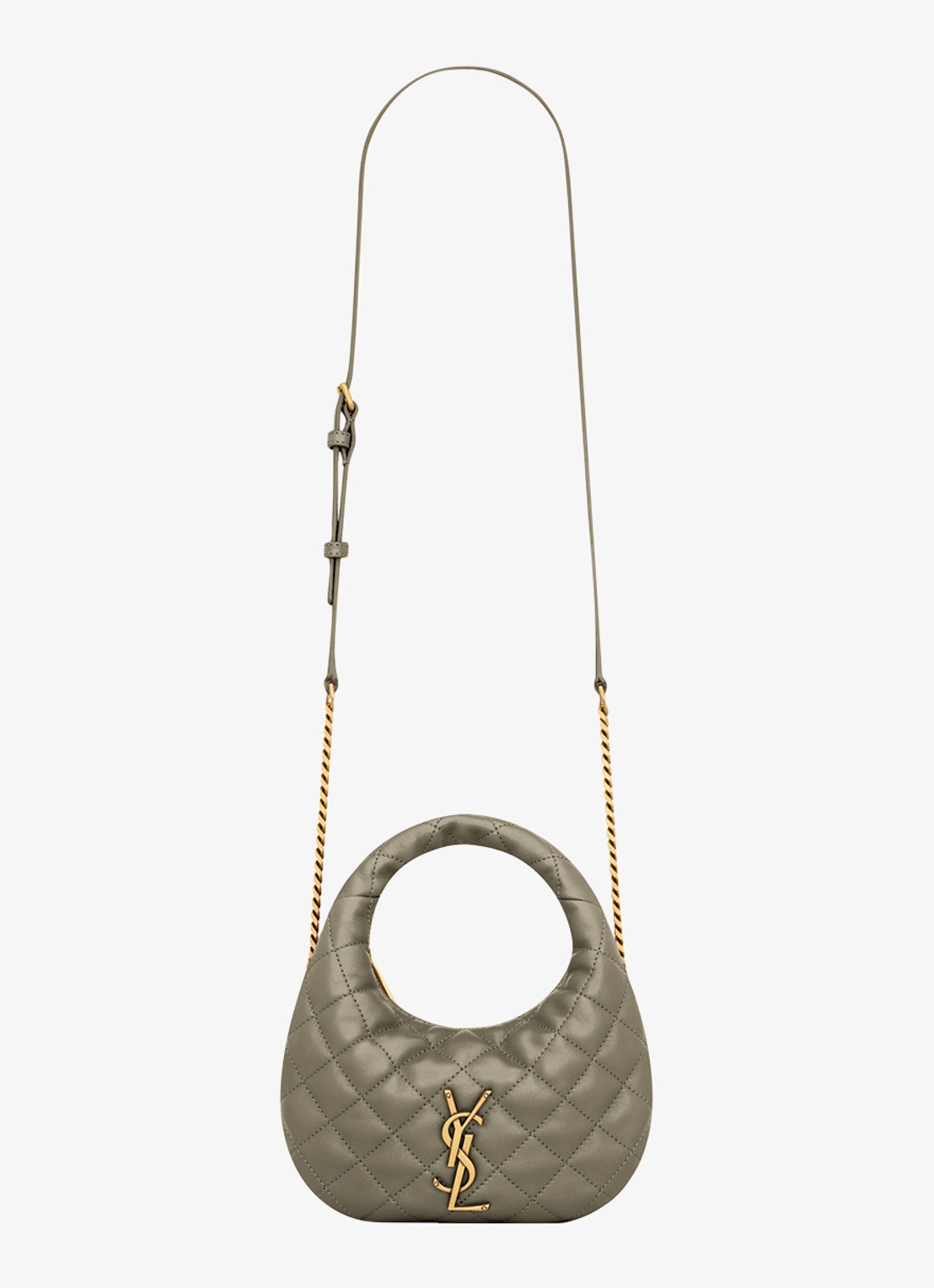 Saint Laurent Icarino Mini handtas van lamsleer - voorkant olijfgroen