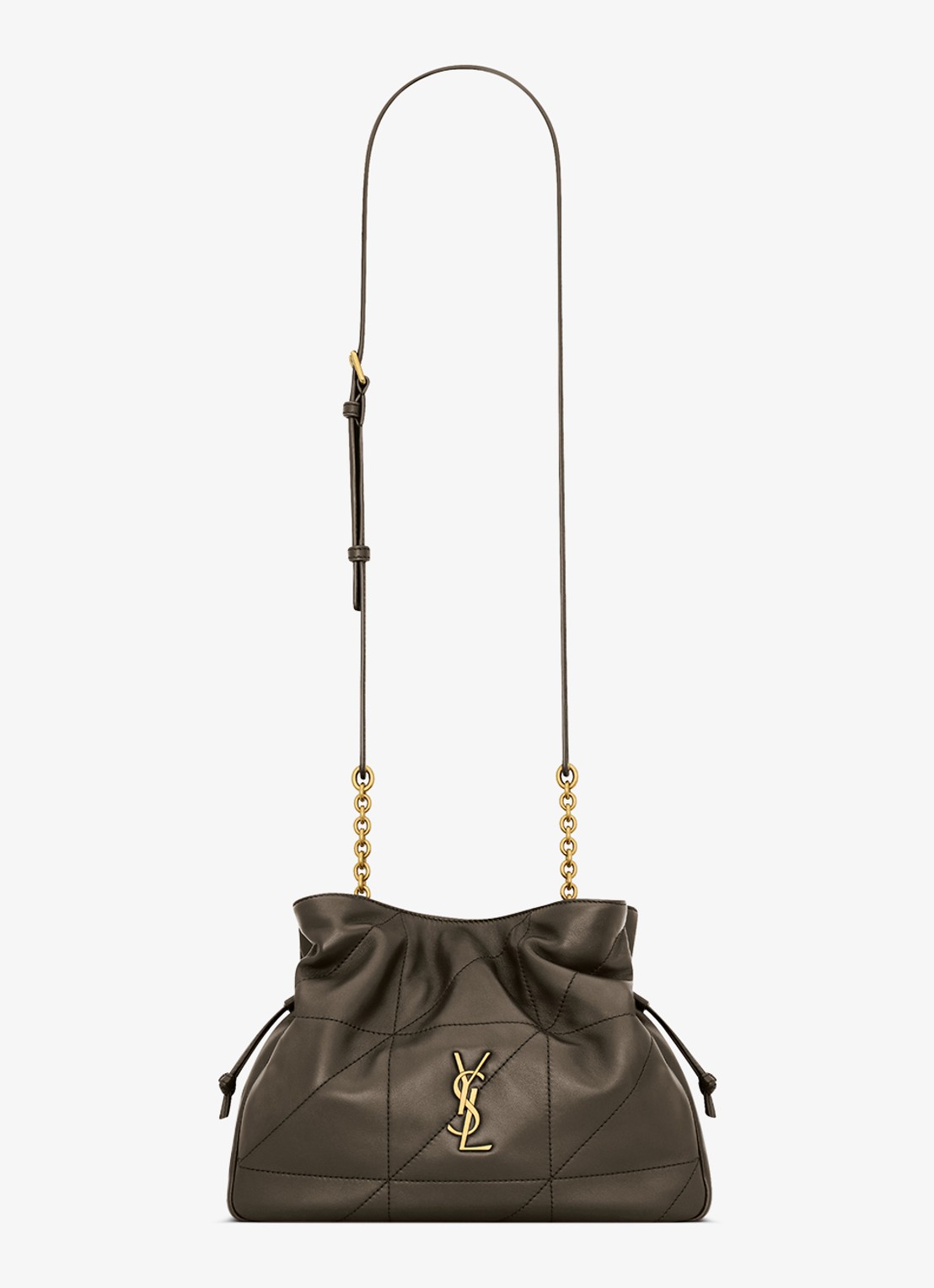 Saint Laurent Jamie crossbodytas van kalfsleer - voorkant bronsgroen