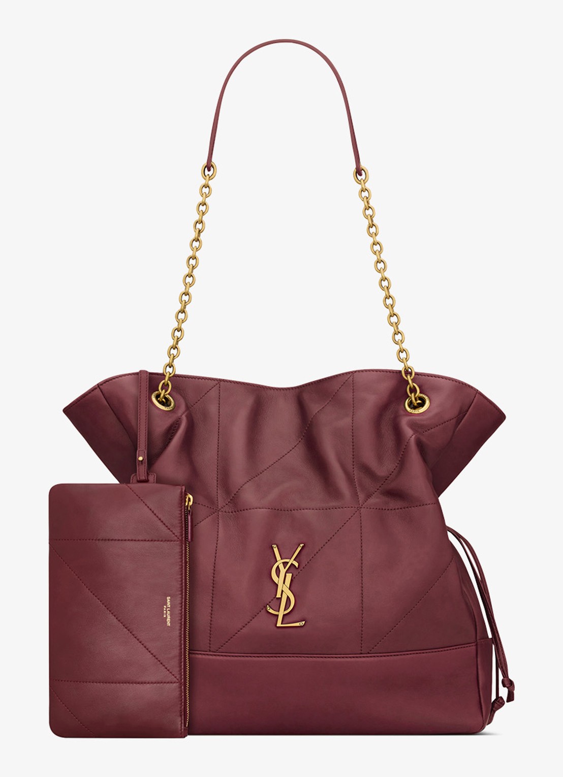 Saint Laurent Jamie shopper van lamsleer - detail 3 bordeauxrood