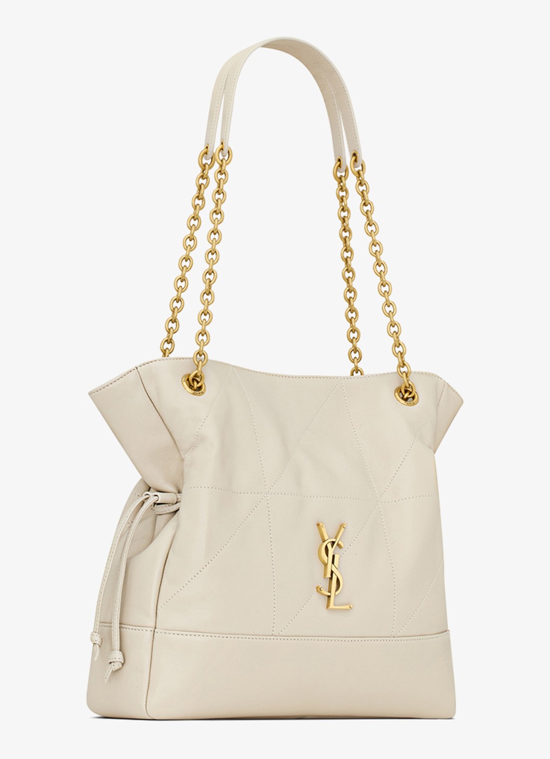 Saint Laurent Jamie Small shopper van lamsleer - detail 4 gebroken wit