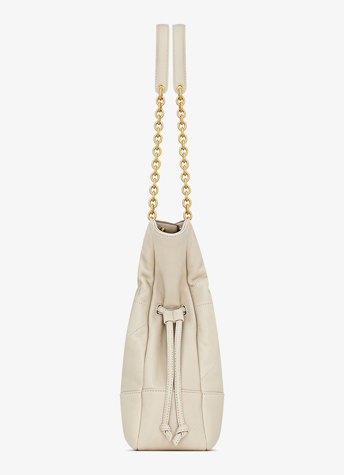 Saint Laurent Jamie Small shopper van lamsleer - detail 5 gebroken wit