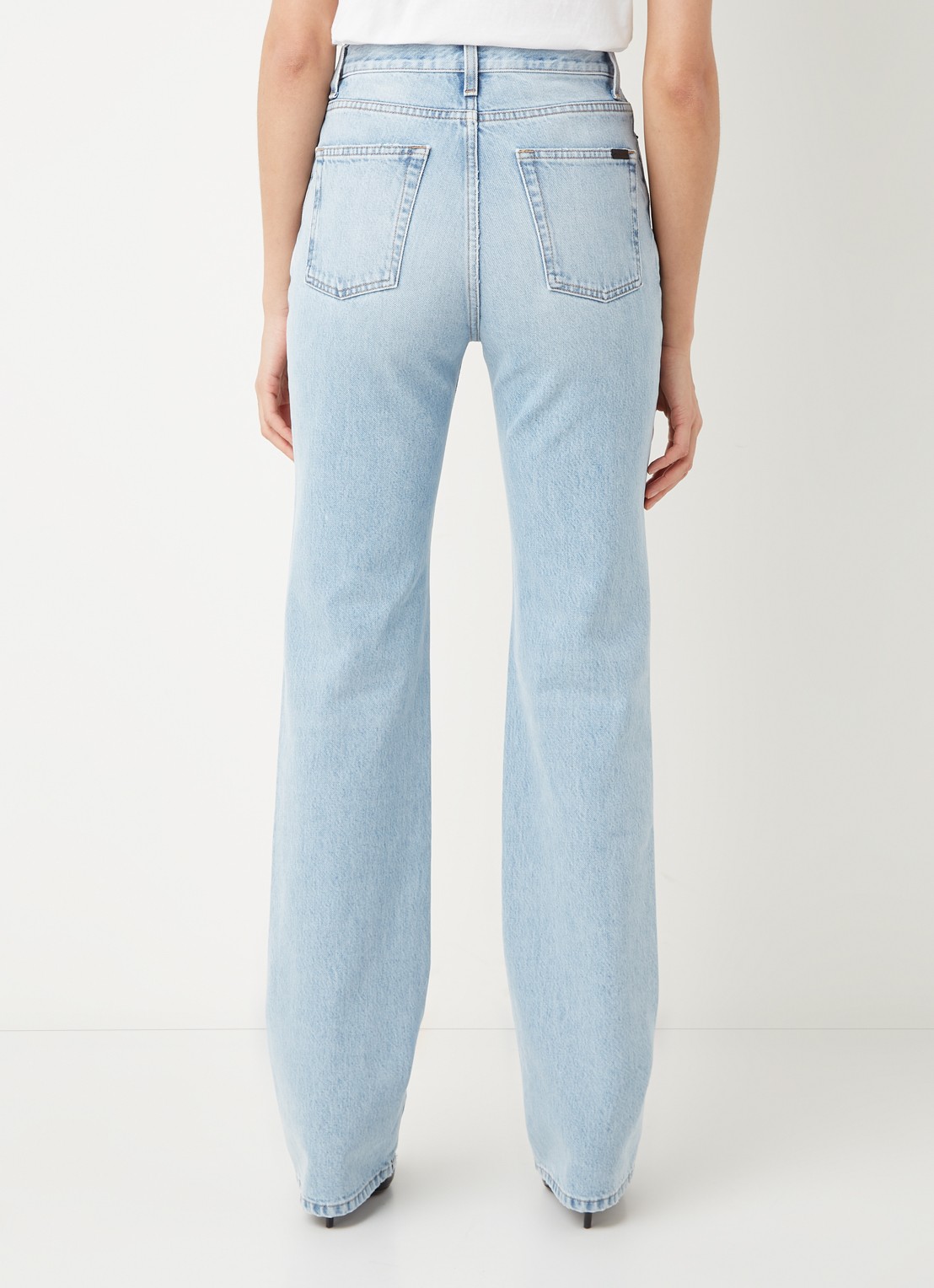 Saint Laurent Janice high waist straight leg jeans met lichte wassing - achterkant 3 indigo