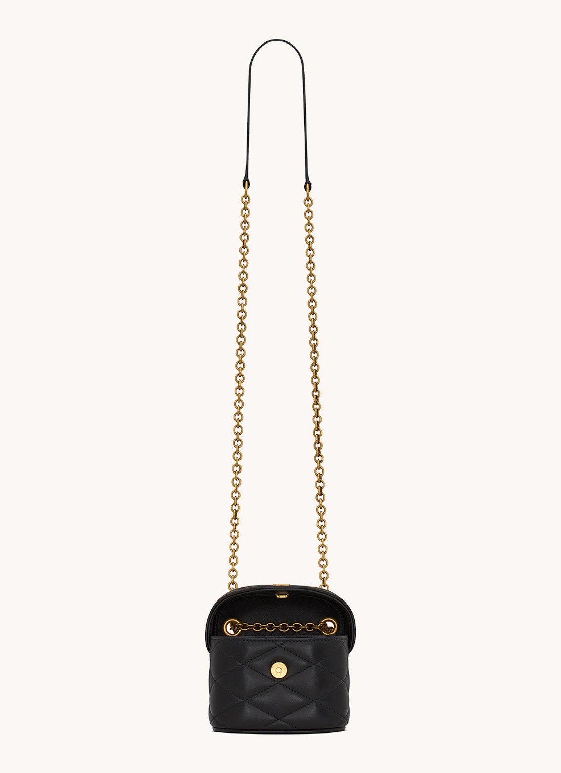 Saint Laurent June Micro crossbodytas van quilted lamsleer - detail 3 zwart