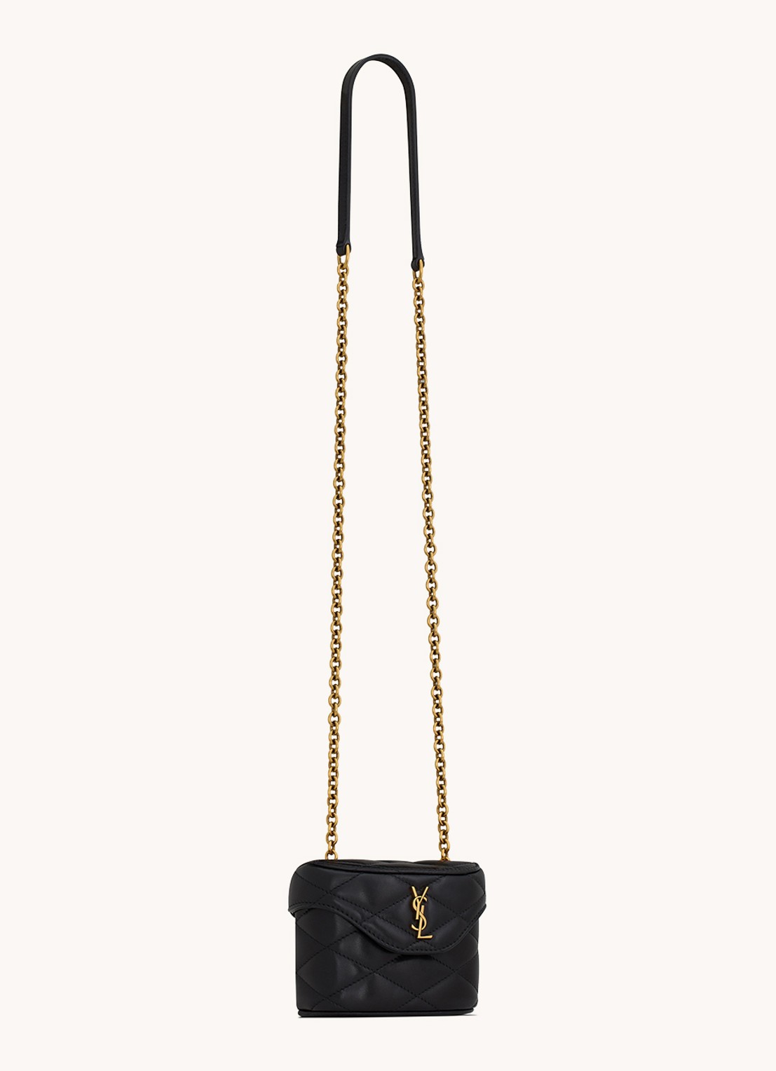Saint Laurent June Micro crossbodytas van quilted lamsleer - detail 4 zwart