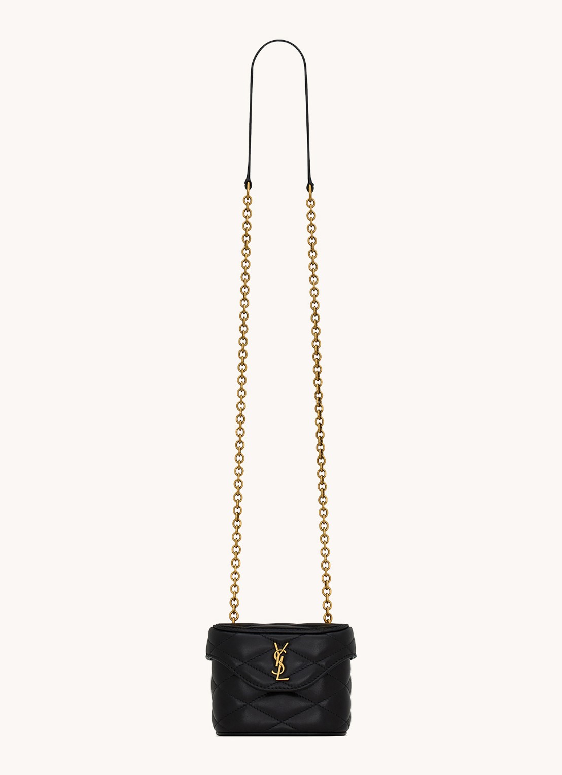 Saint Laurent June Micro crossbodytas van quilted lamsleer - voorkant zwart