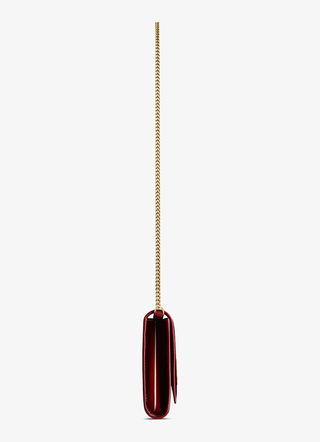 Saint Laurent Kate clutch van lakleer met afneembare schouderriem - detail bordeauxrood