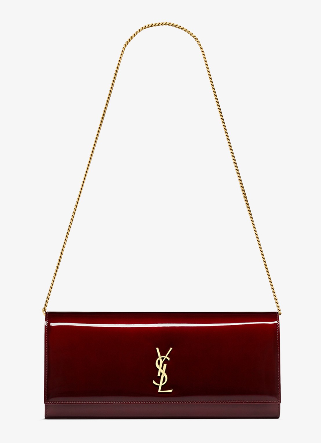 Saint Laurent Kate clutch van lakleer met afneembare schouderriem - voorkant 5 bordeauxrood