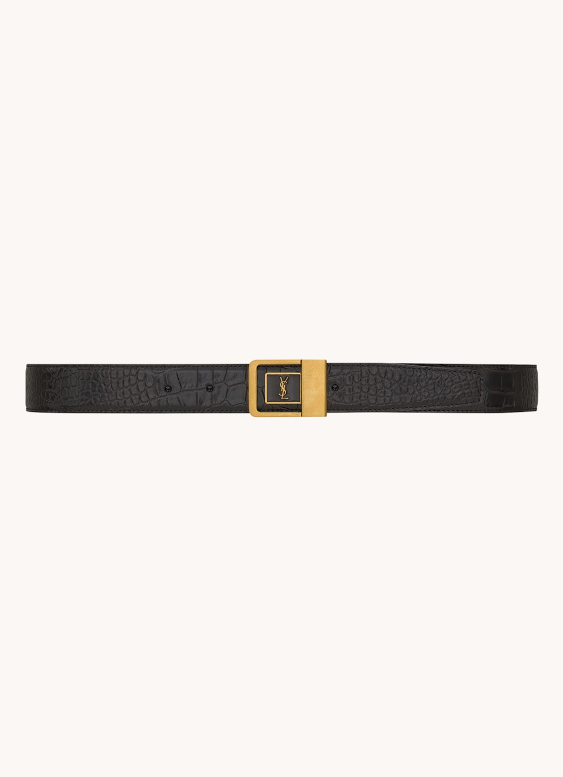Saint Laurent La 66 riem van kalfsleer met crocostructuur - voorkant donkerbruin
