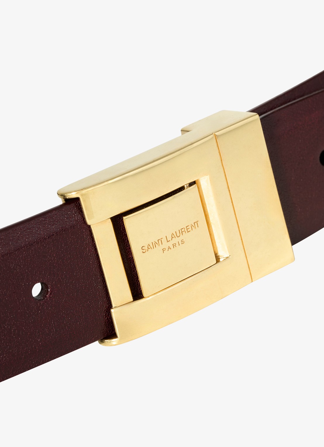 Saint Laurent La 76 riem van kalfsleer - detail 2 bordeauxrood