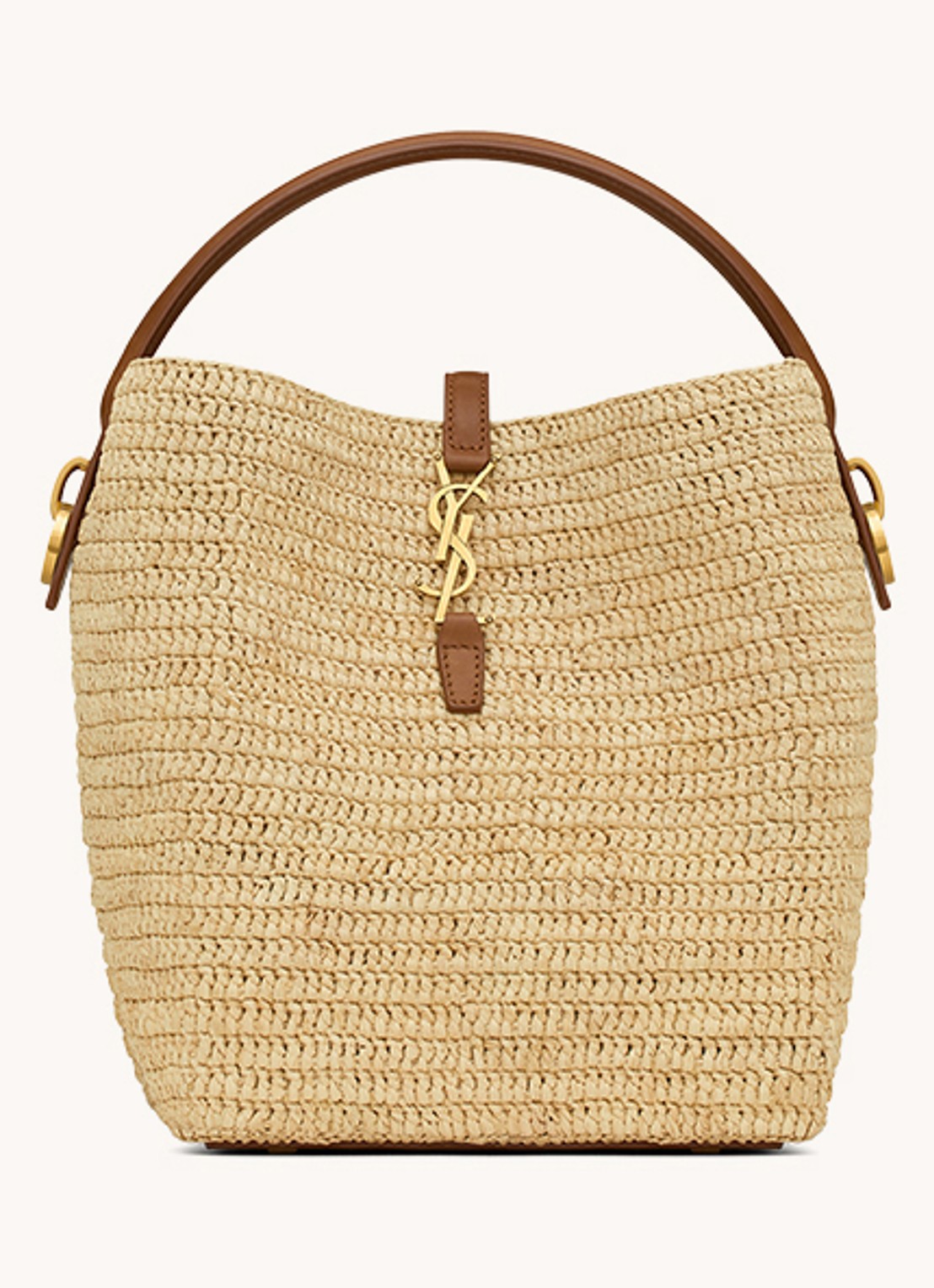 Saint Laurent Le 37 handtas van raffia - voorkant naturel