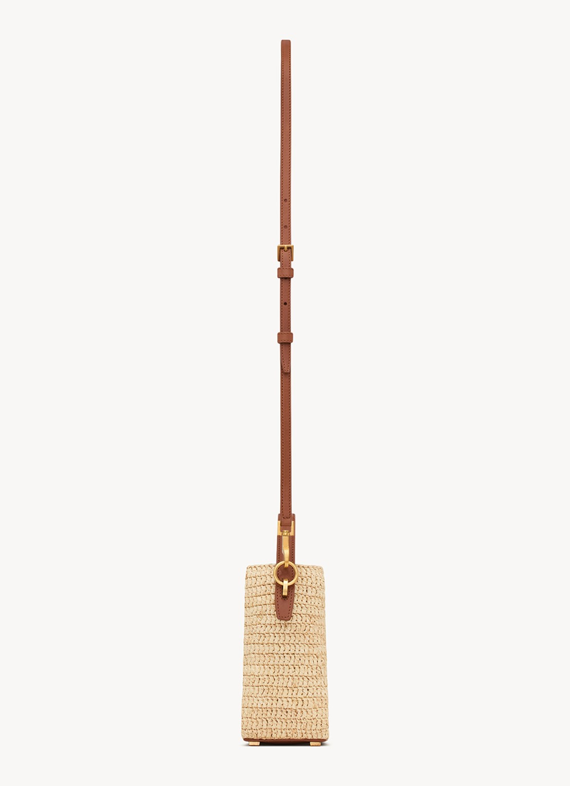 Saint Laurent Le 37 Mini handtas van raffia met kalfsleren details - detail 3 beige