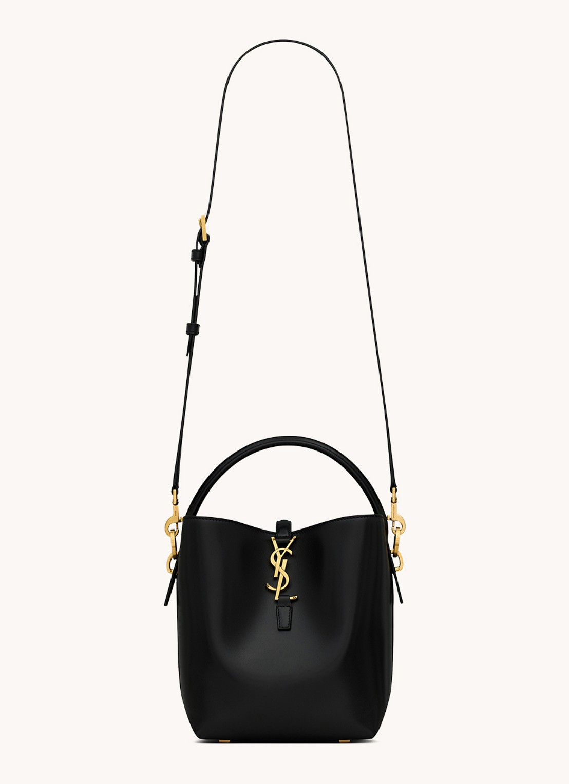 Saint Laurent Le 37 Small handtas van kalfsleer met afneembare schouderriem - detail zwart