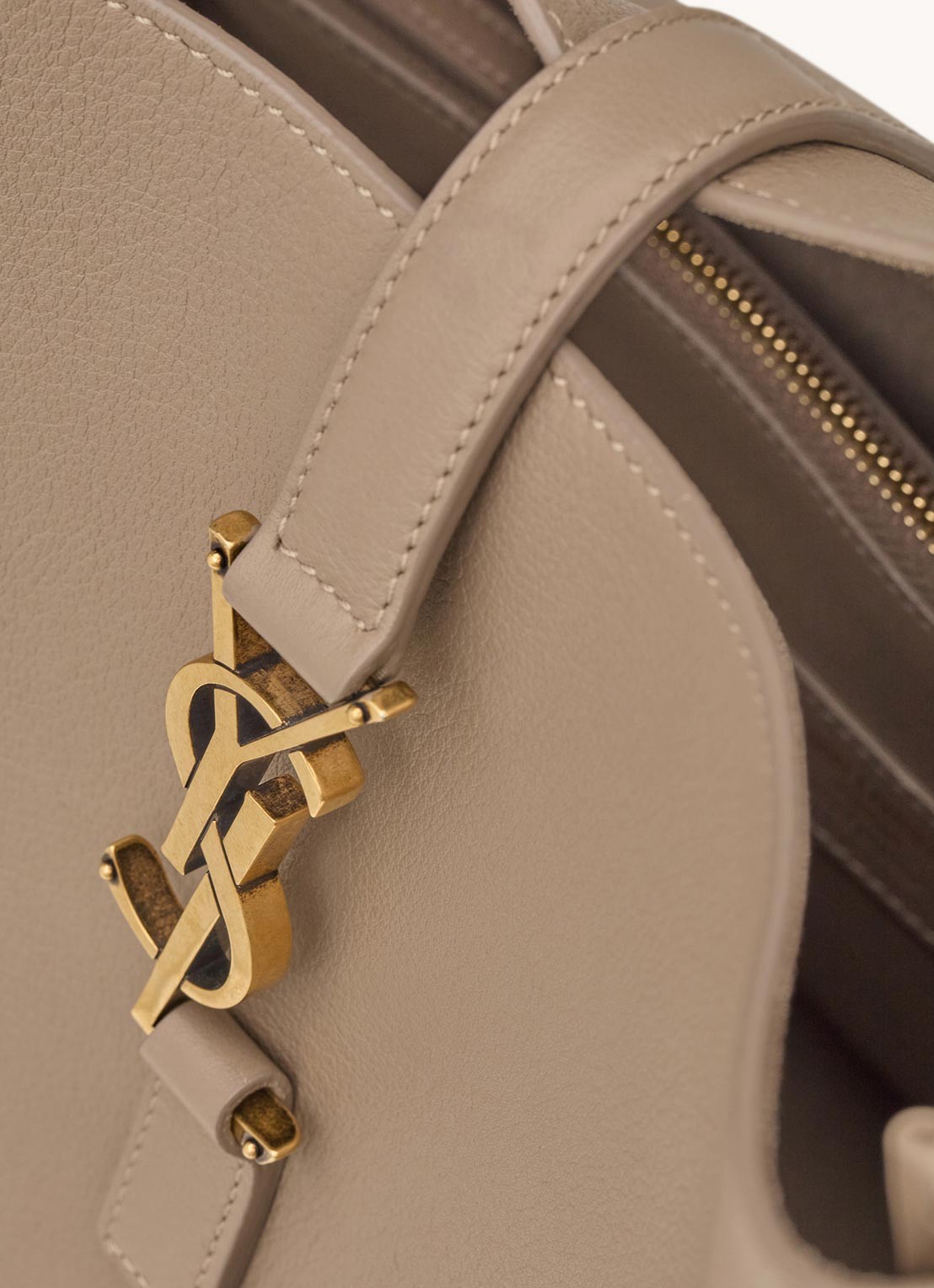 Saint Laurent Le 5 À 7 Large schoudertas van kalfsleer - detail 4 donkerbeige