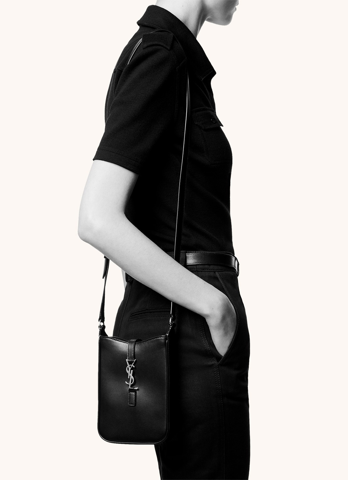 Saint Laurent Le 5 À 7 Mini schoudertas van kalfsleer - detail 2 zwart