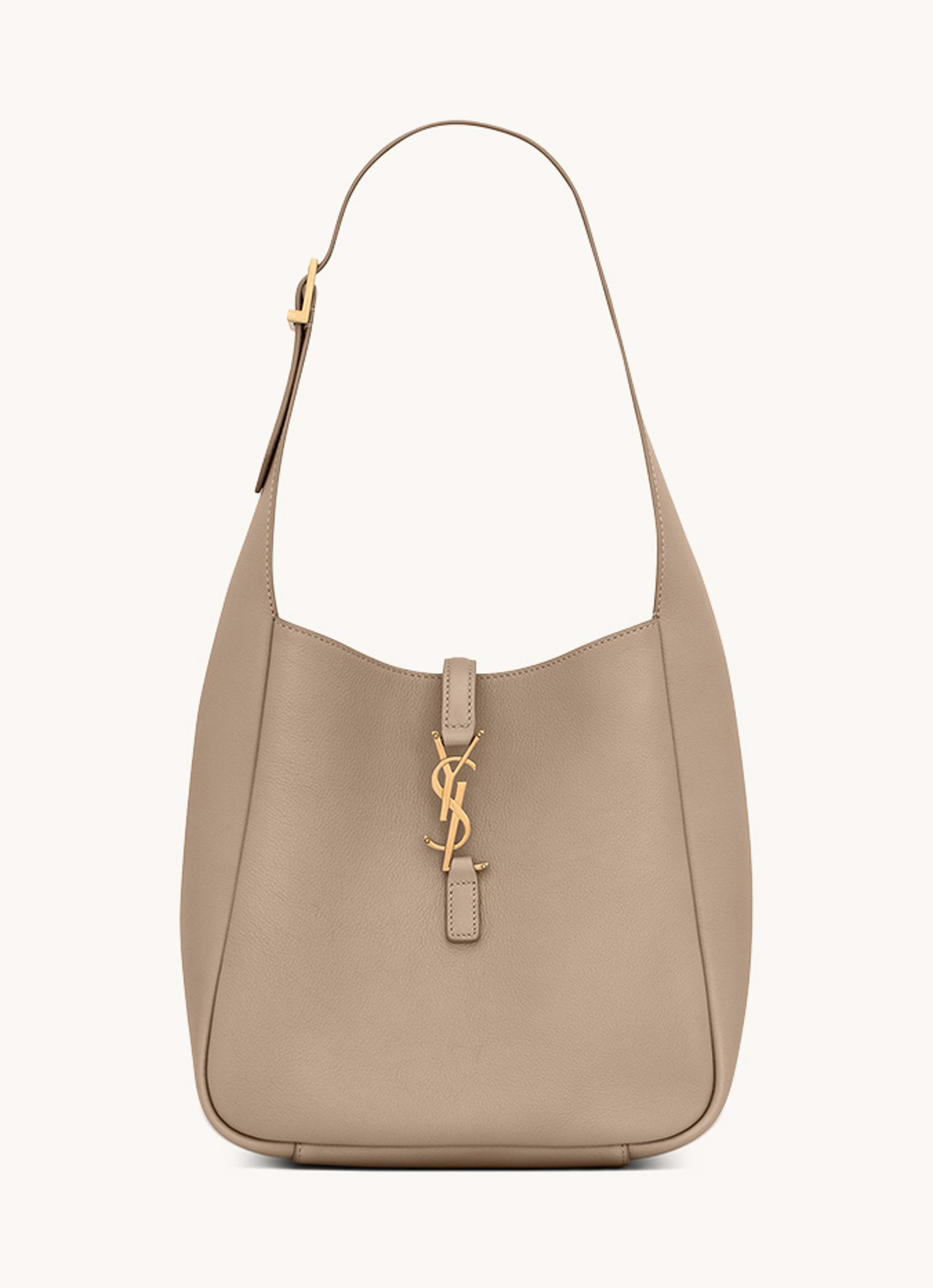 Saint Laurent Le 5 À 7 Small schoudertas van kalfsleer - voorkant donkerbeige