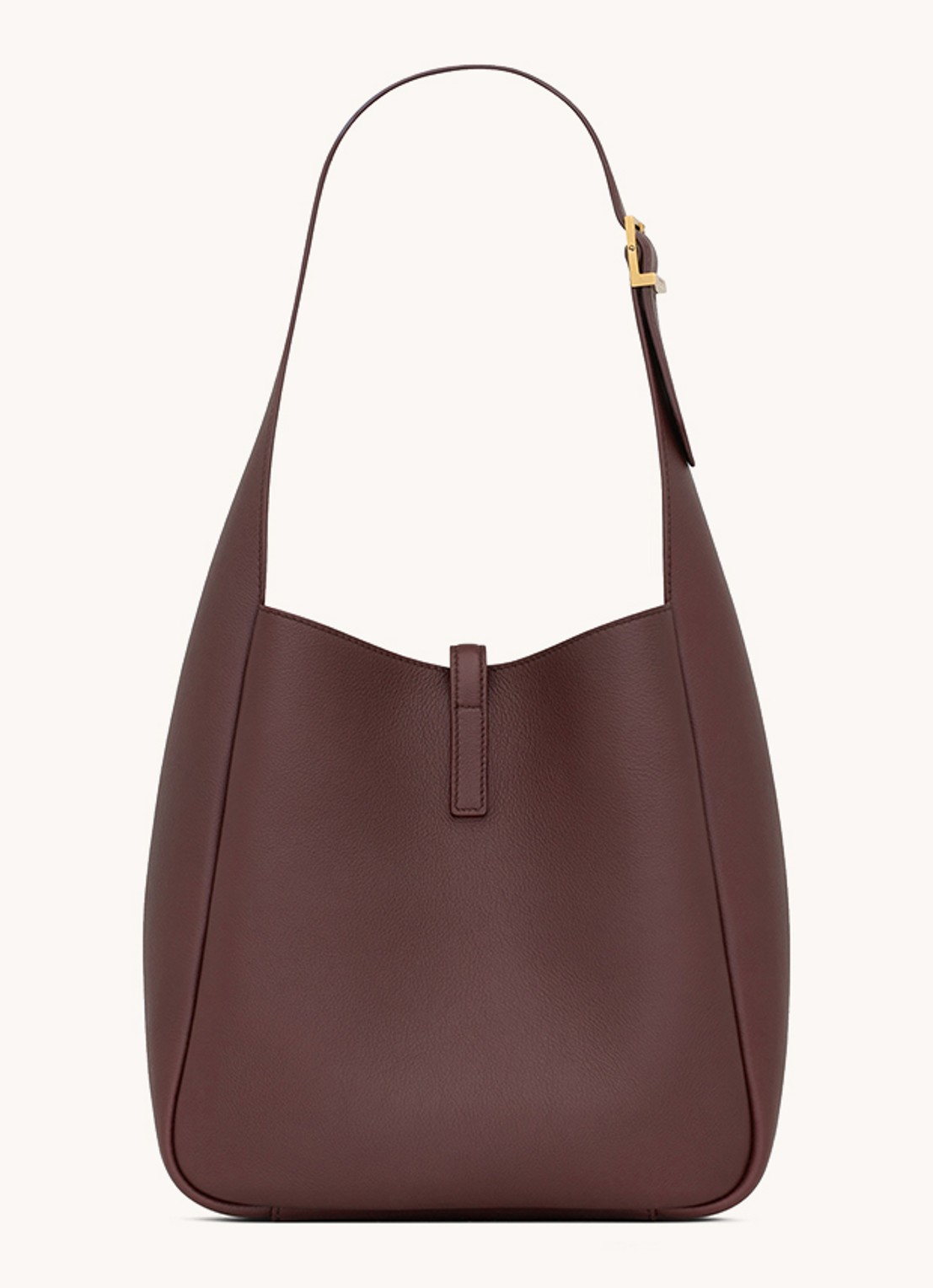 Saint Laurent Le 5 à 7 Small schoudertas van kalfsleer - detail aubergine