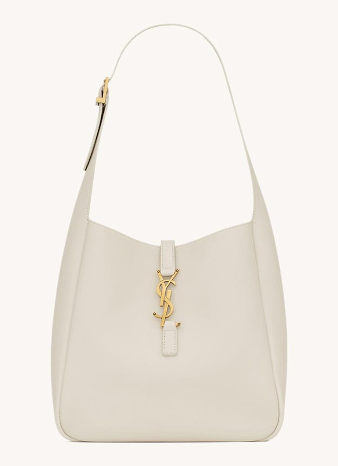 Saint Laurent Le 5 À 7 Small schoudertas van lamsleer - voorkant gebroken wit