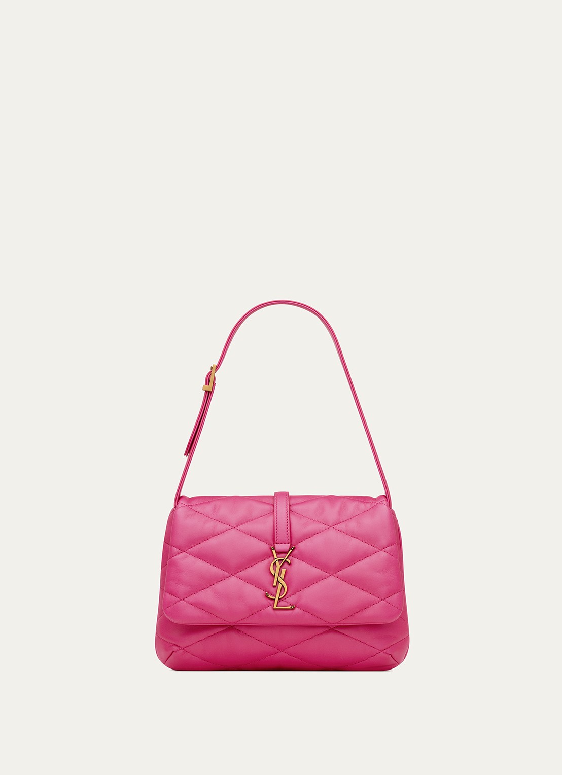 Saint Laurent Le 57 Hobo schoudertas in quilted lamsleer - voorkant 4 roze