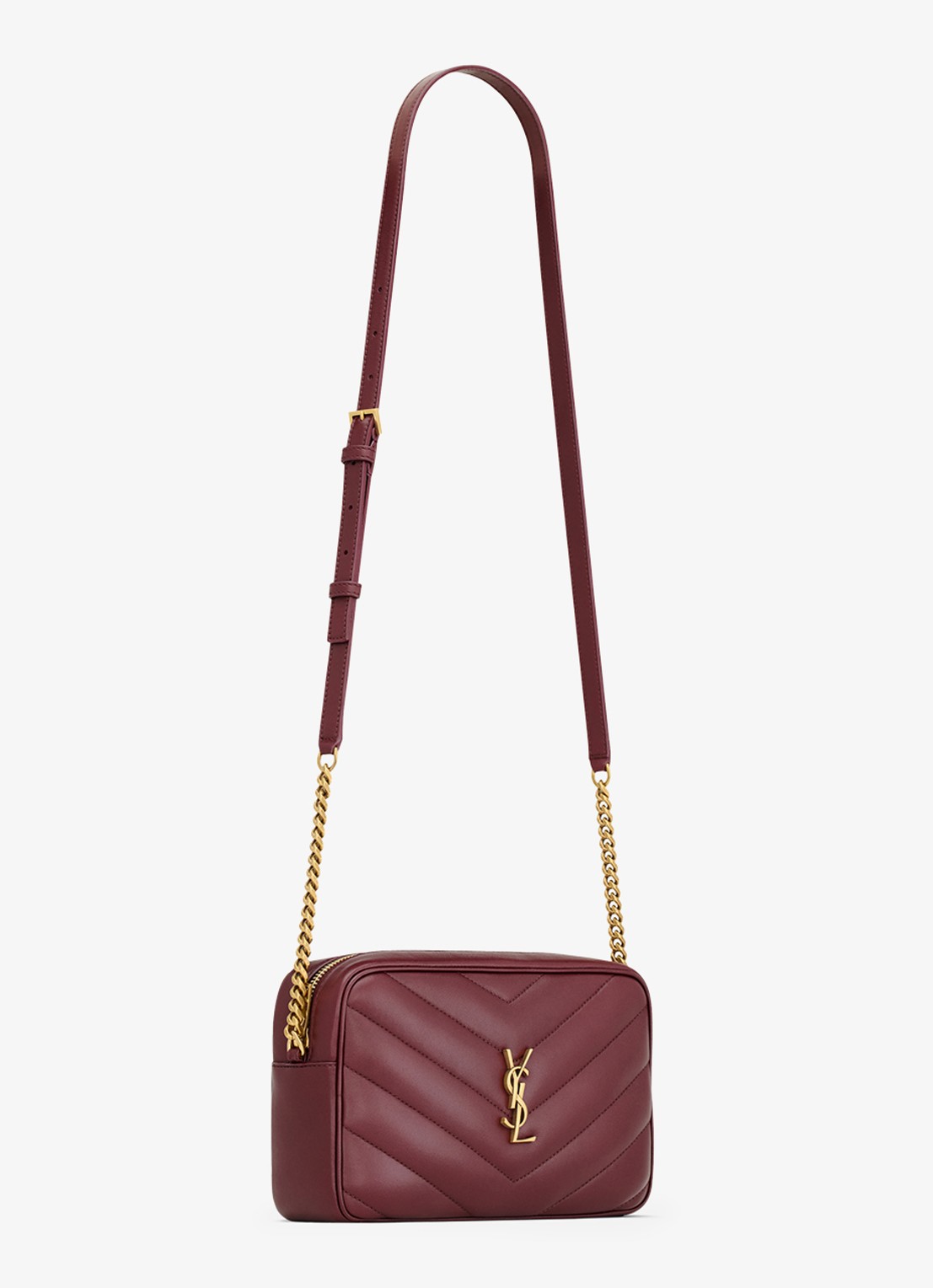 Saint Laurent Loulou crossbodytas van lamsleer - detail donkerrood