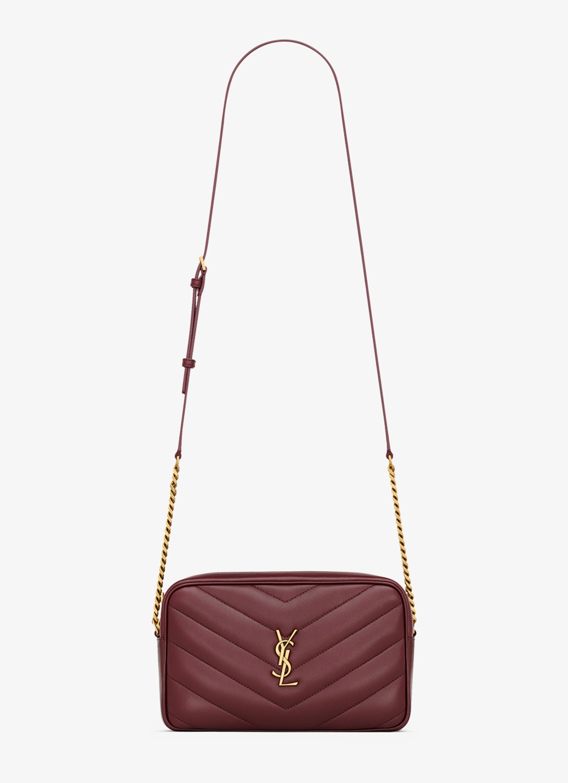 Saint Laurent Loulou crossbodytas van lamsleer - voorkant 4 donkerrood