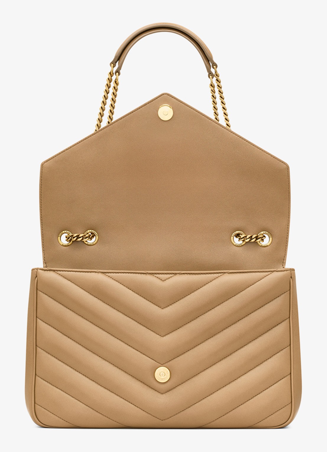 Saint Laurent Loulou Large schoudertas van lamsleer - detail lichtbruin