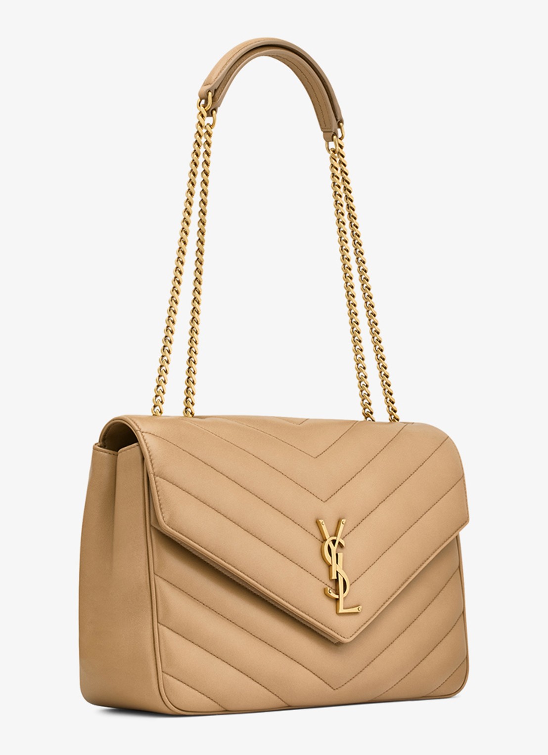 Saint Laurent Loulou Large schoudertas van lamsleer - detail 3 lichtbruin