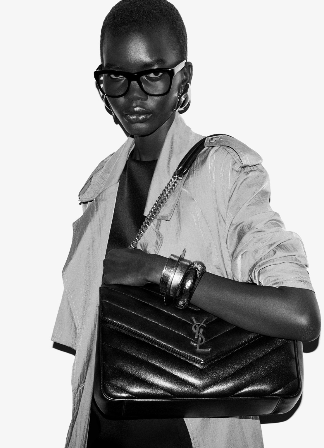 Saint Laurent Loulou Large schoudertas van quilted lamsleer - detail 3 zwart