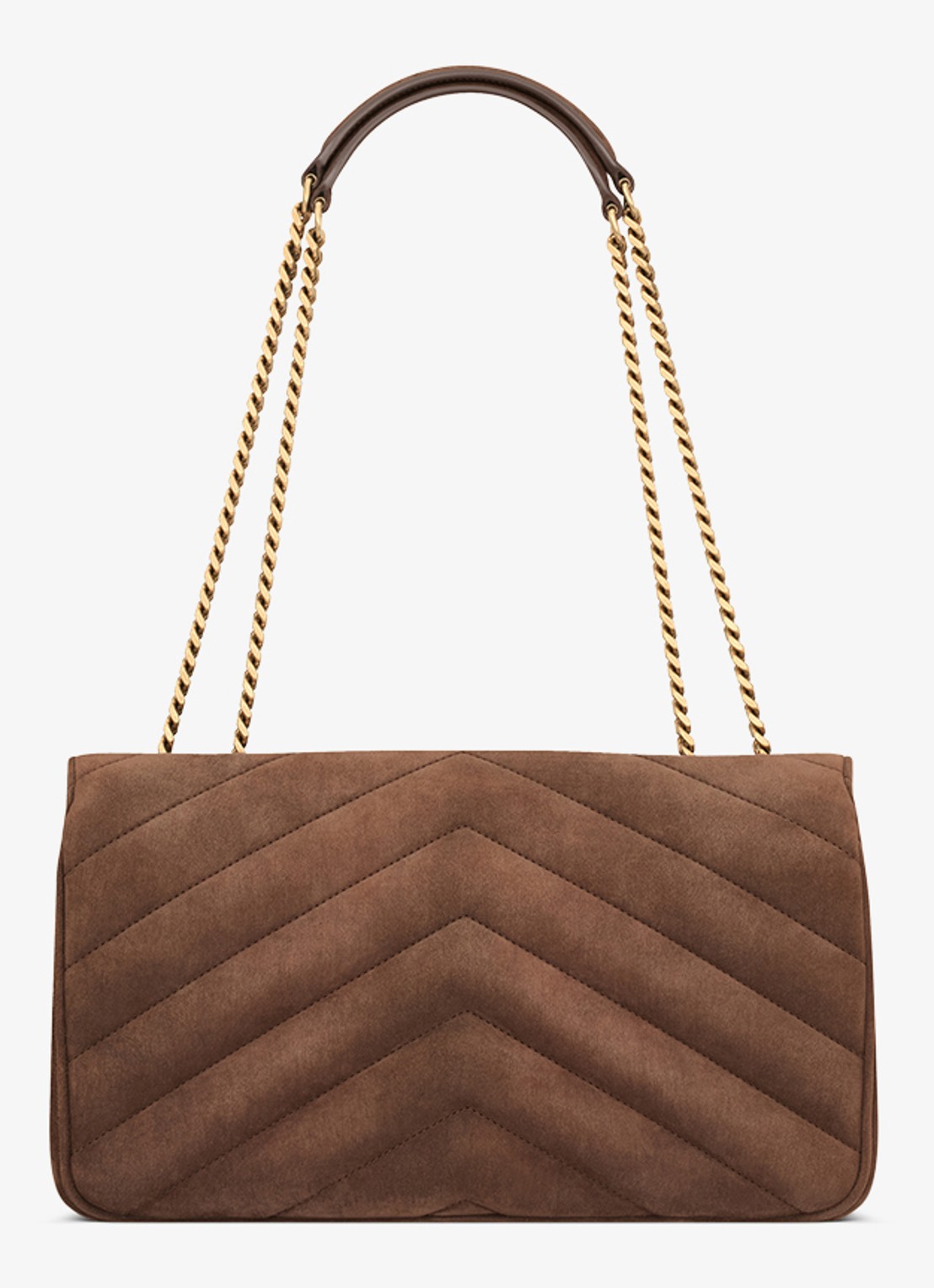 Saint Laurent Loulou Medium schoudertas van kalfssuède - achterkant bruin