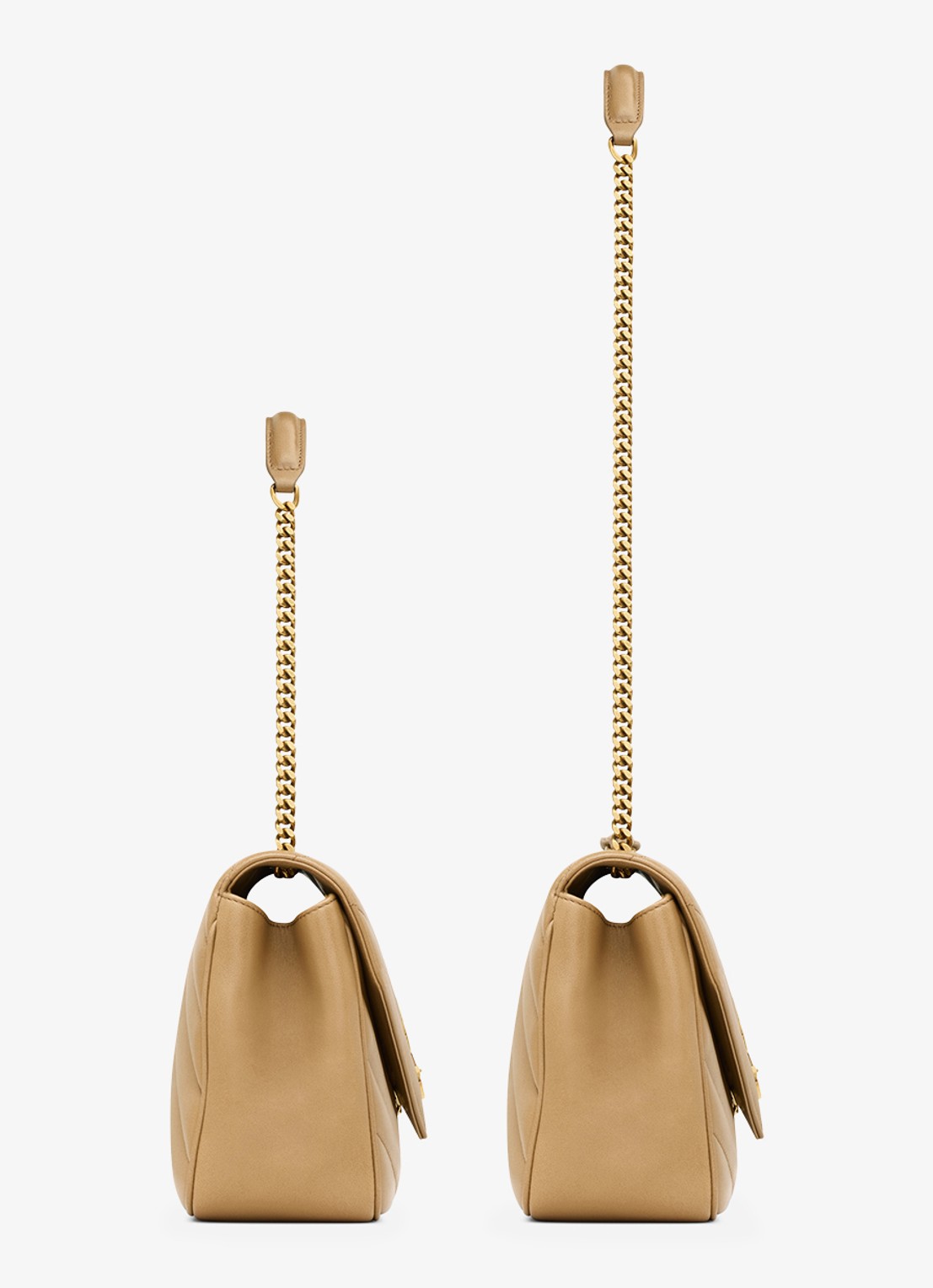 Saint Laurent Loulou Medium schoudertas van lamsleer - achterkant 7 lichtbruin