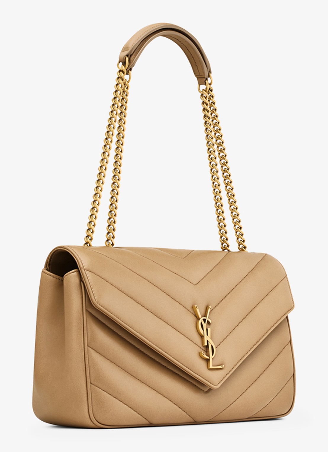 Saint Laurent Loulou Medium schoudertas van lamsleer - detail 5 lichtbruin