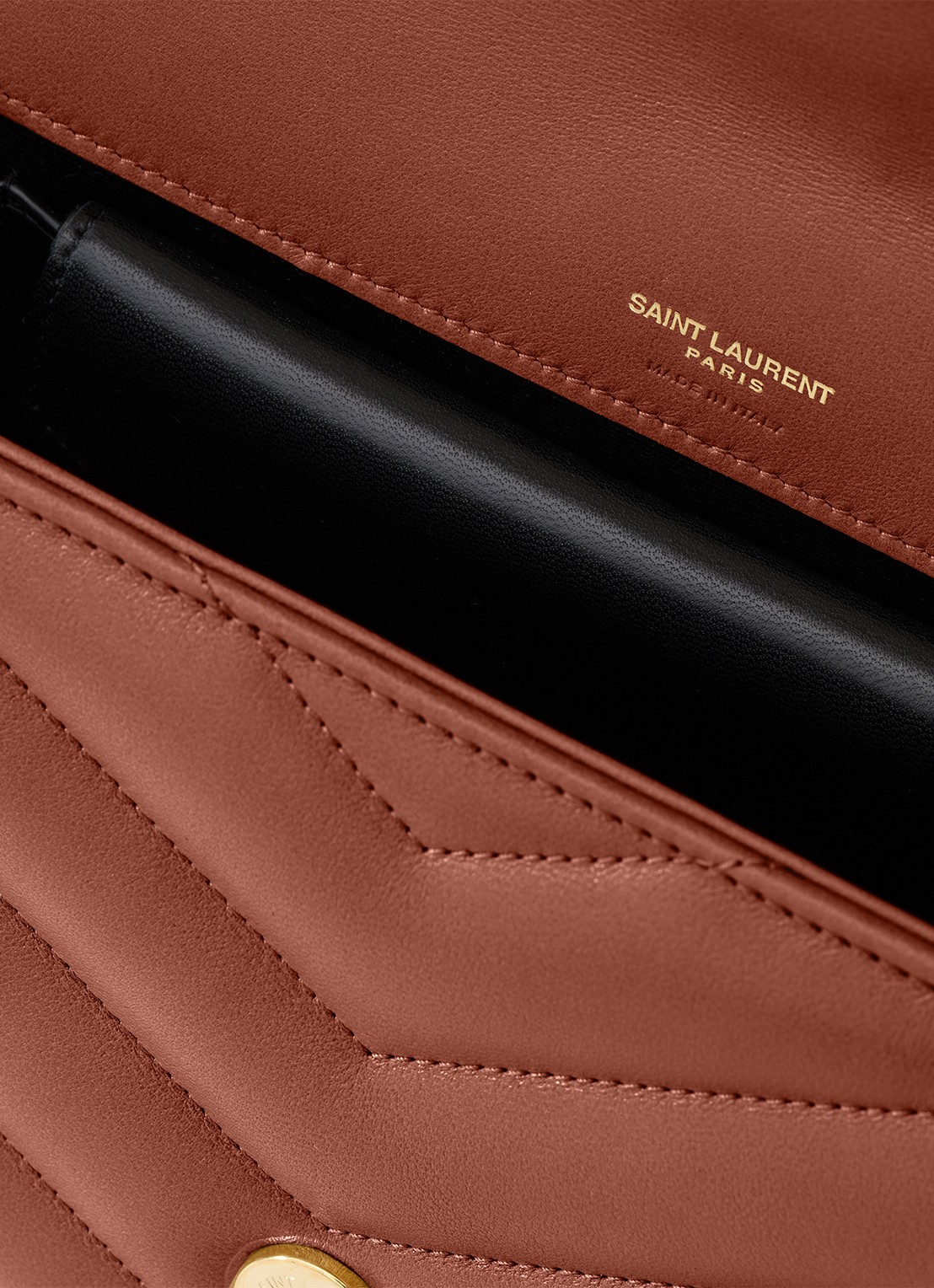 Saint Laurent Loulou Medium schoudertas van lamsleer - detail 7 roestbruin