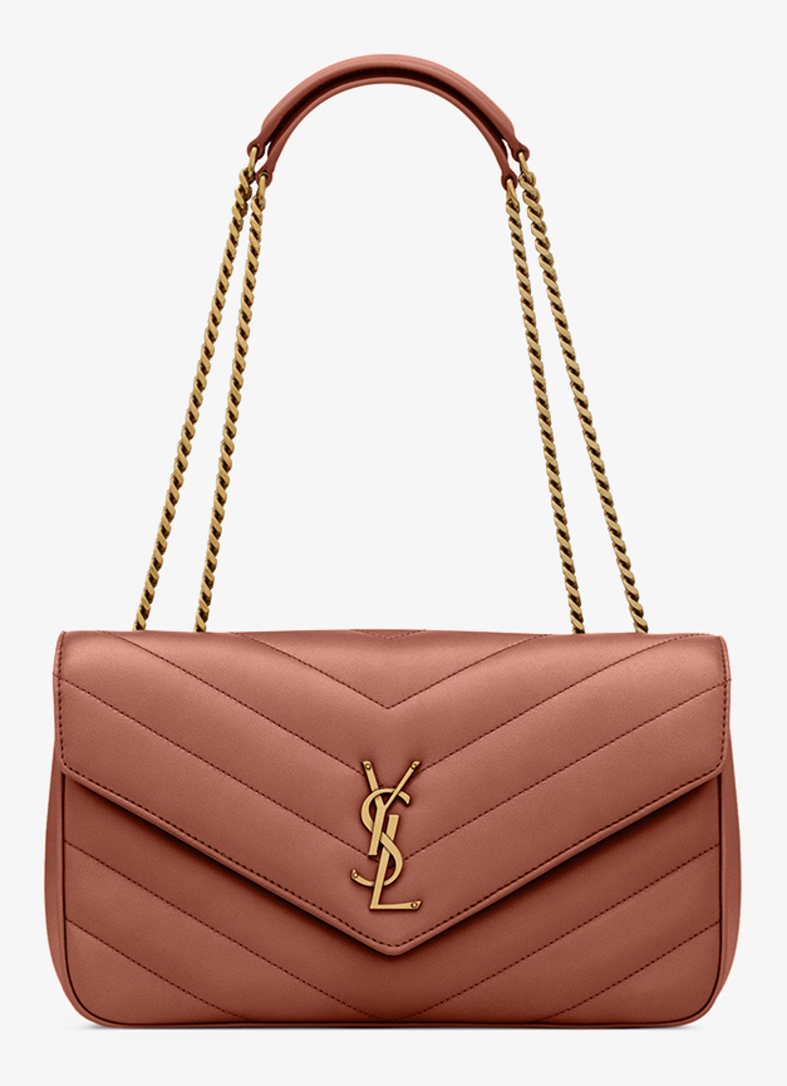 Saint Laurent Loulou Medium schoudertas van lamsleer - voorkant 2 roestbruin