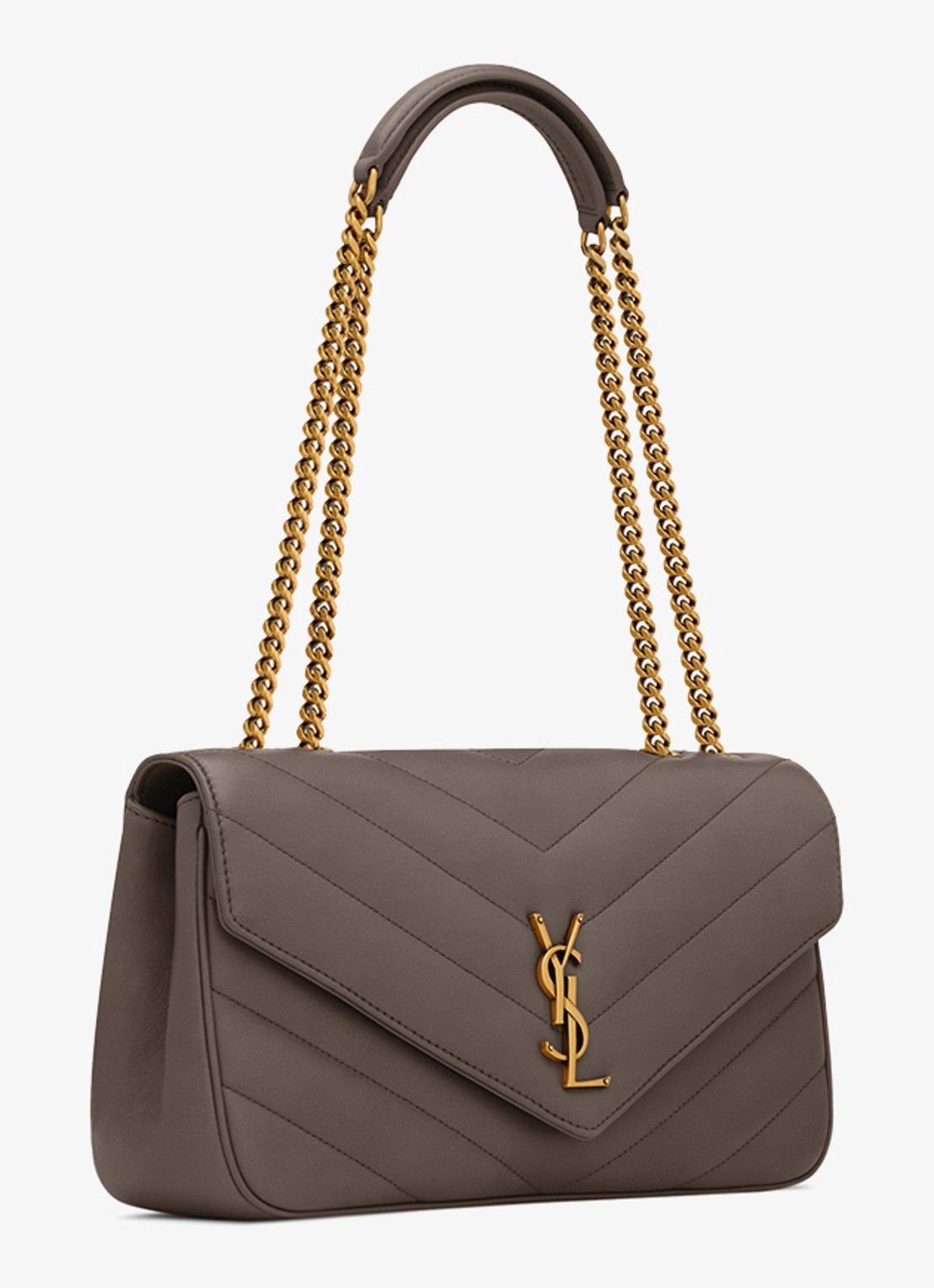 Saint Laurent Loulou Medium schoudertas van lamsleer - detail 3 taupe