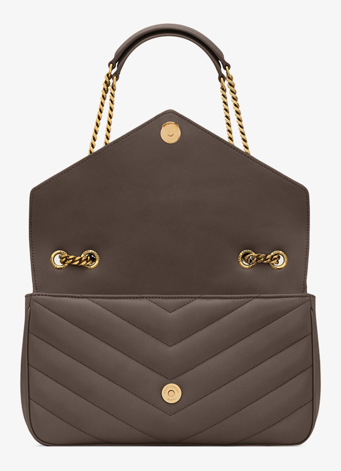 Saint Laurent Loulou Medium schoudertas van lamsleer - detail 4 taupe